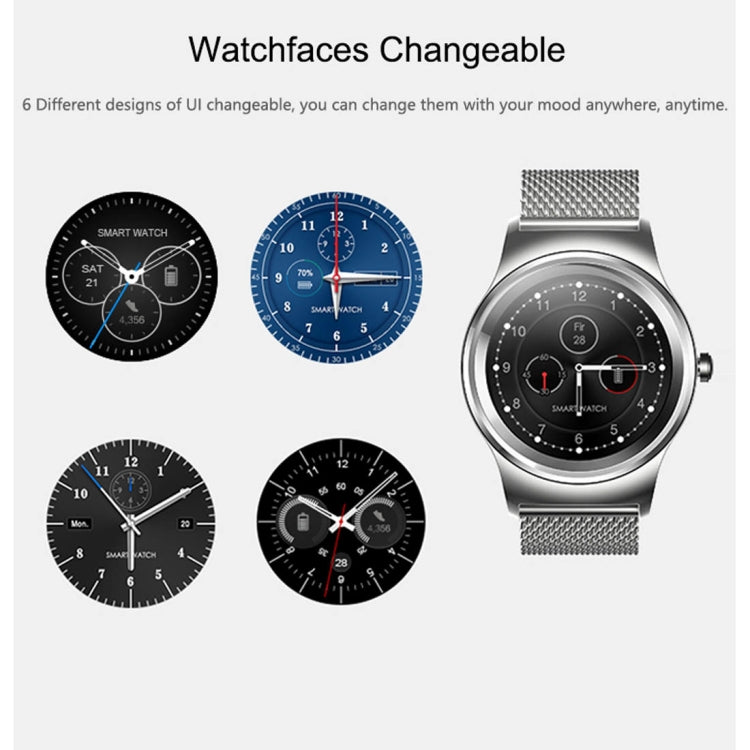 SMA-Round 1.28 inch Color Touch Screen Bluetooth Smart Watch, Waterproof, Support Voice Control / Heart Rate Monitor / Sleep Monitor / Bluetooth Camera, Compatible with Android and iOS System, SMA-Round/Silver Leather Strap, SMA-Round/Silver Steel Stra...