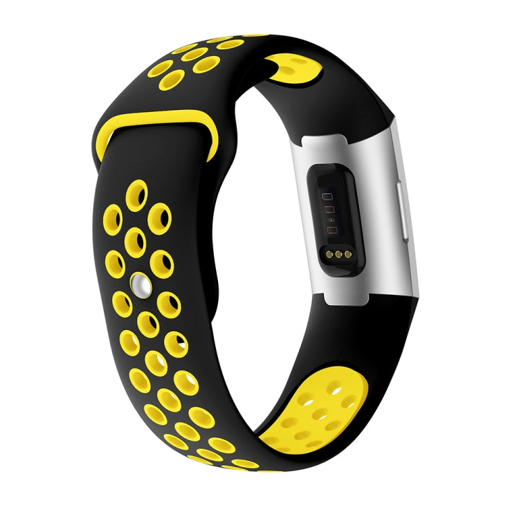 Two-color Round Hole Silicone Watch Band for Fitbit Charge 3, Watch Band Size:130-195mm