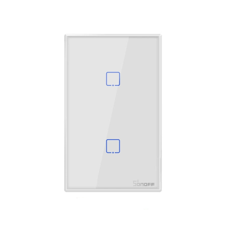 Sonoff T2 Touch 120mm Tempered Glass Panel Wall Switch Smart Home Light Touch Switch, Compatible with Alexa and Google Home, AC 100V-240V, US Plug, 120mm/ 2 US Plug