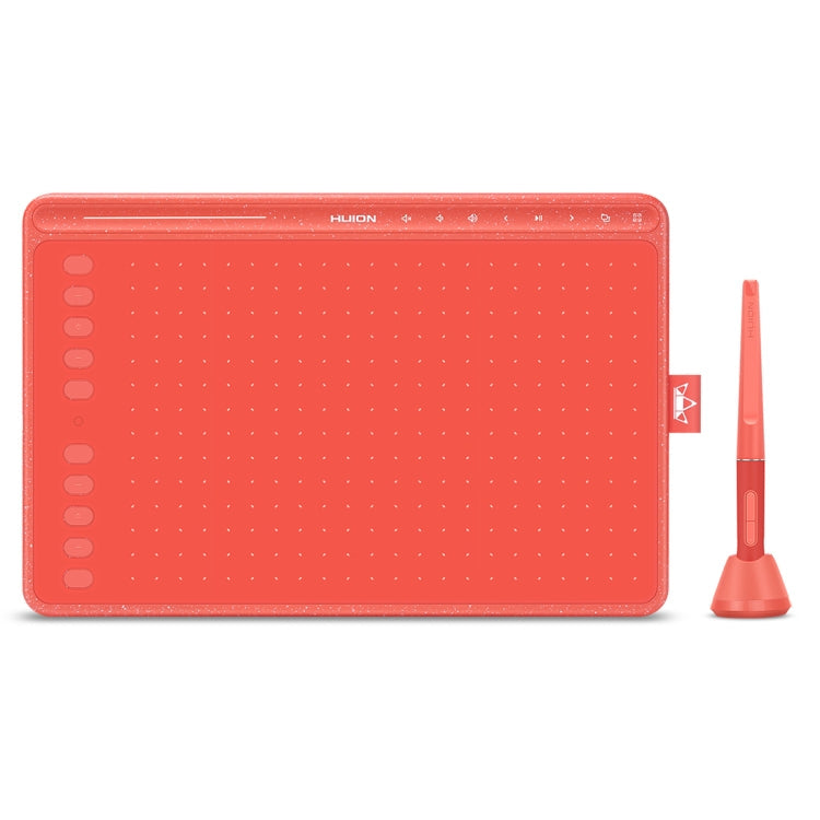 HUION HS611 5080 LPI Touch Strip Art Drawing Tablet for Fun, with Battery-free Pen & Pen Holder (Red)