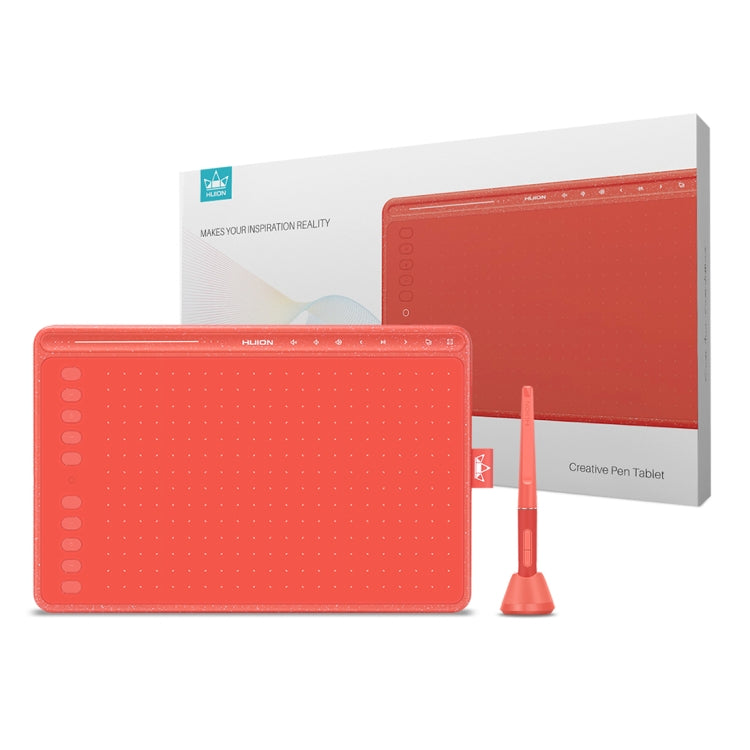 HUION HS611 5080 LPI Touch Strip Art Drawing Tablet for Fun, with Battery-free Pen & Pen Holder (Red)