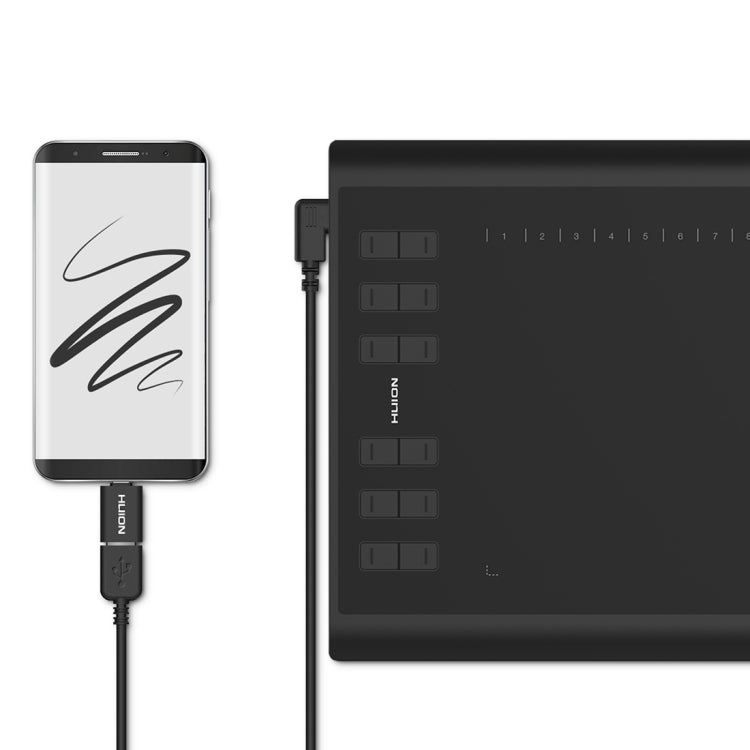HUION Inspiroy H1060P 5080 LPI 12 Press Keys Art Drawing Tablet for Fun, with Battery-free Pen & Pen Holder