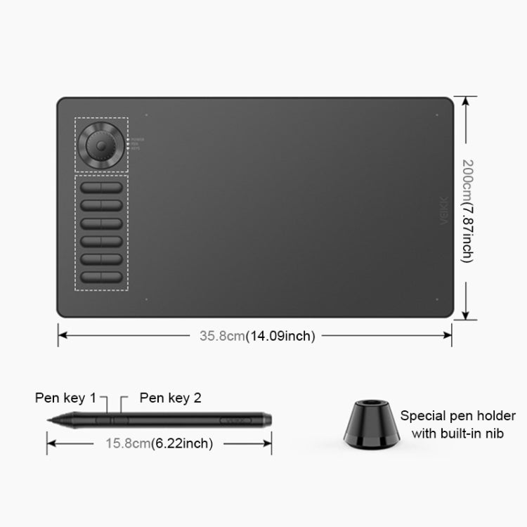 VEIKK A15PRO 10x6 inch 5080 LPI Type-C Interface Smart Touch Electronic Graphic Tablet