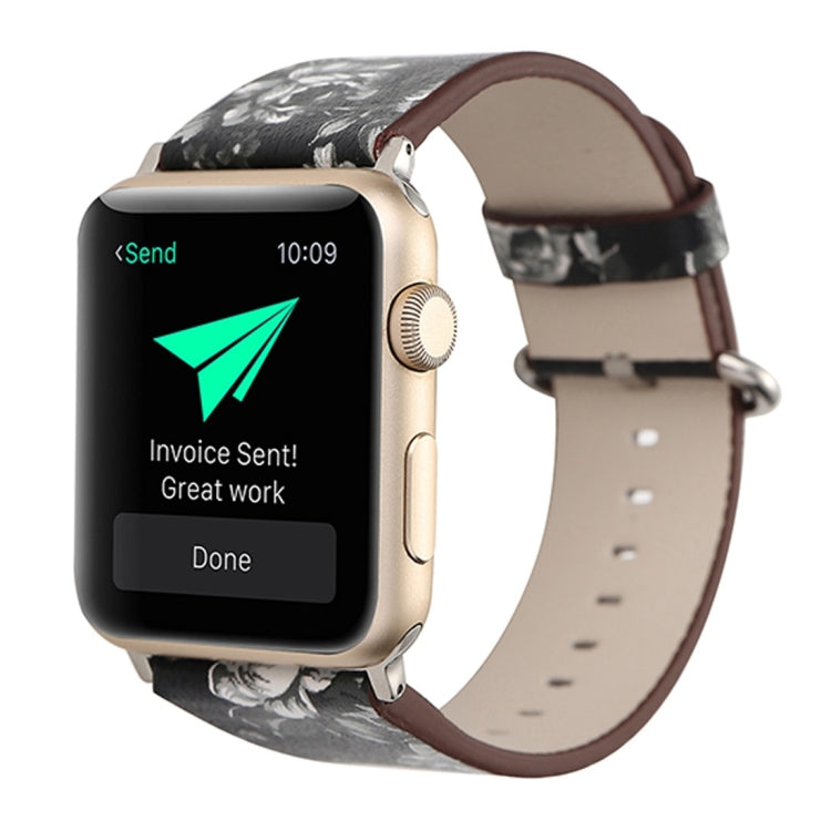 For Apple Watch Ultra 49mm&Watch Ultra 2 49mm / Series 10 46mm / 9&8&7 45mm / SE 3&SE 2&6&SE&5&4 44mm / 3&2&1 42mm Fashion Pastoralism Style Little Floral Pattern Women Watch Leather Watch Band, For 42mm E, For 42mm F, For 42mm A, For 42mm B, For 42mm ...