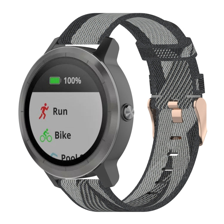 20mm Stripe Weave Nylon Wrist Strap Watch Band for Garmin Venu, Vivomove 3, Vivoactive 3, Forerunner 245 / 645
