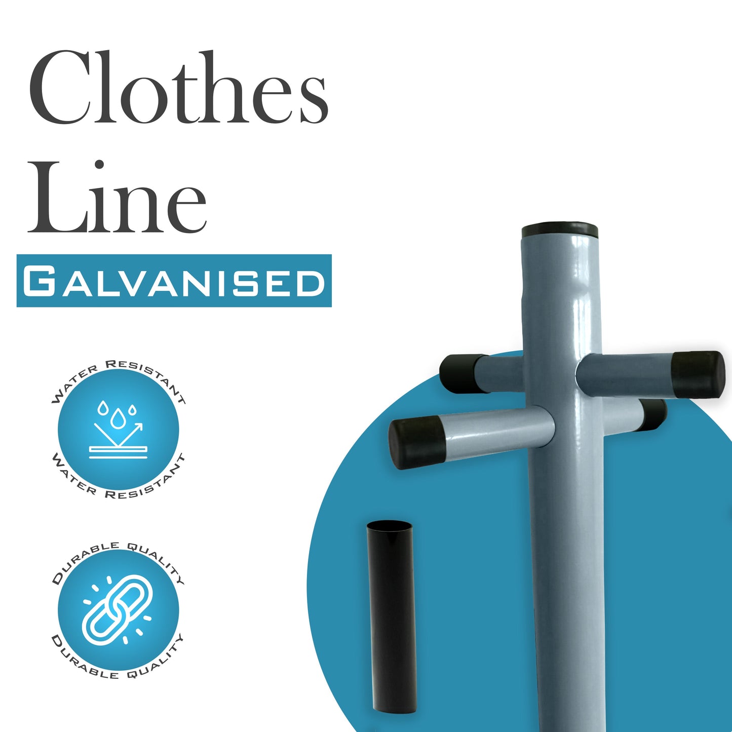 2.4m Washing Line Post Pole with Socket