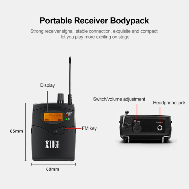 XTUGA IEM1200 Wireless Transmitter 6 Bodypack Stage Singer In-Ear Monitor System (UK Plug)