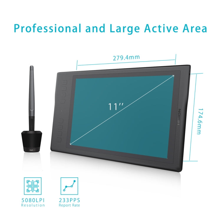 HUION Inspiroy Series Q11K 5080LPI Professional Art USB Graphics Drawing Tablet for Windows / Mac OS, with Digital Pen