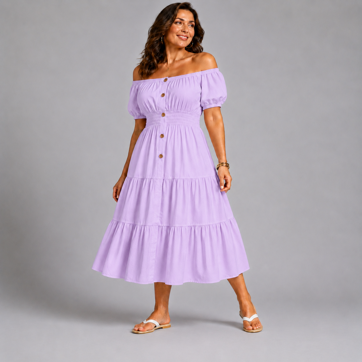 Off Shoulder Frilled / Layered Gypsy Dress
