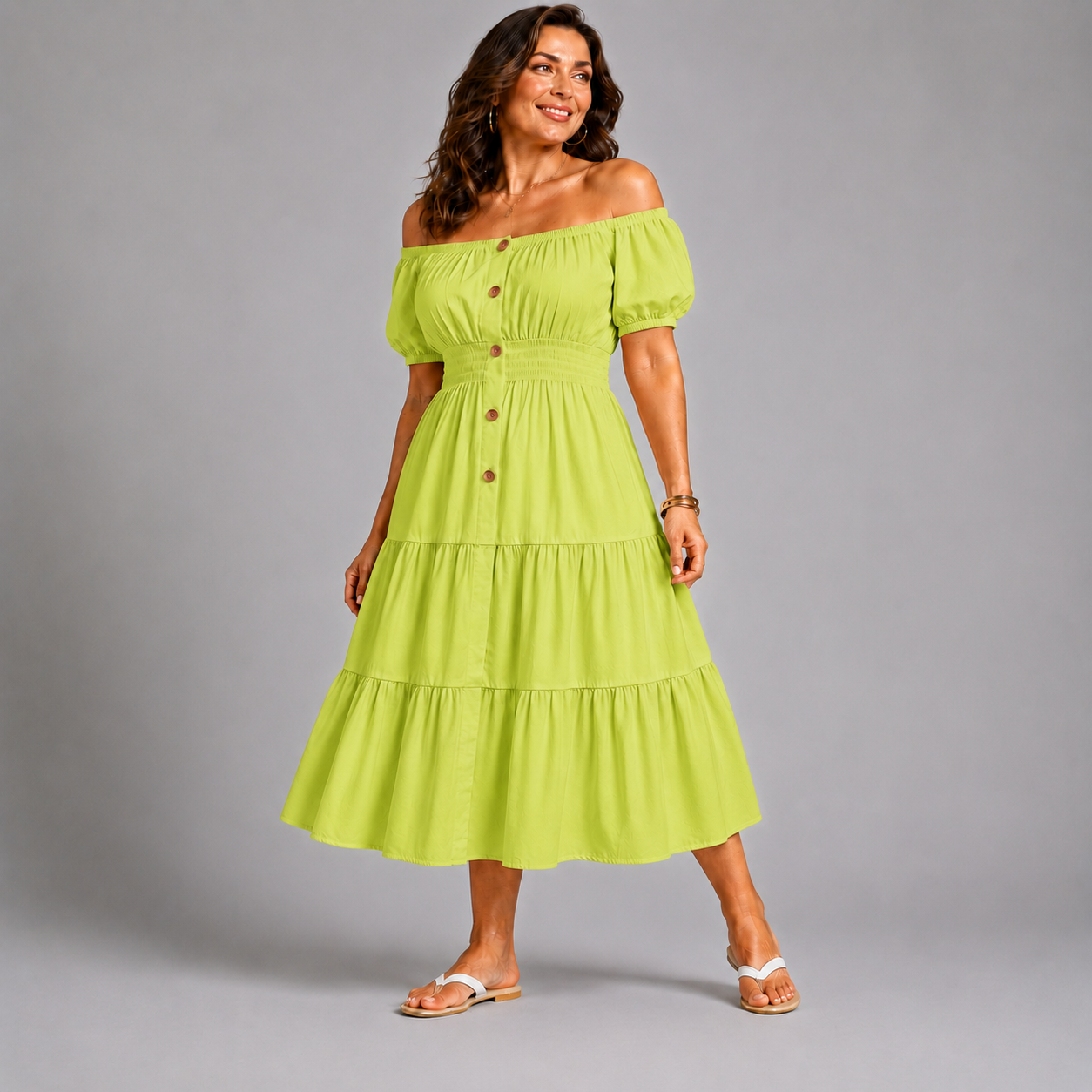 Off Shoulder Frilled / Layered Gypsy Dress