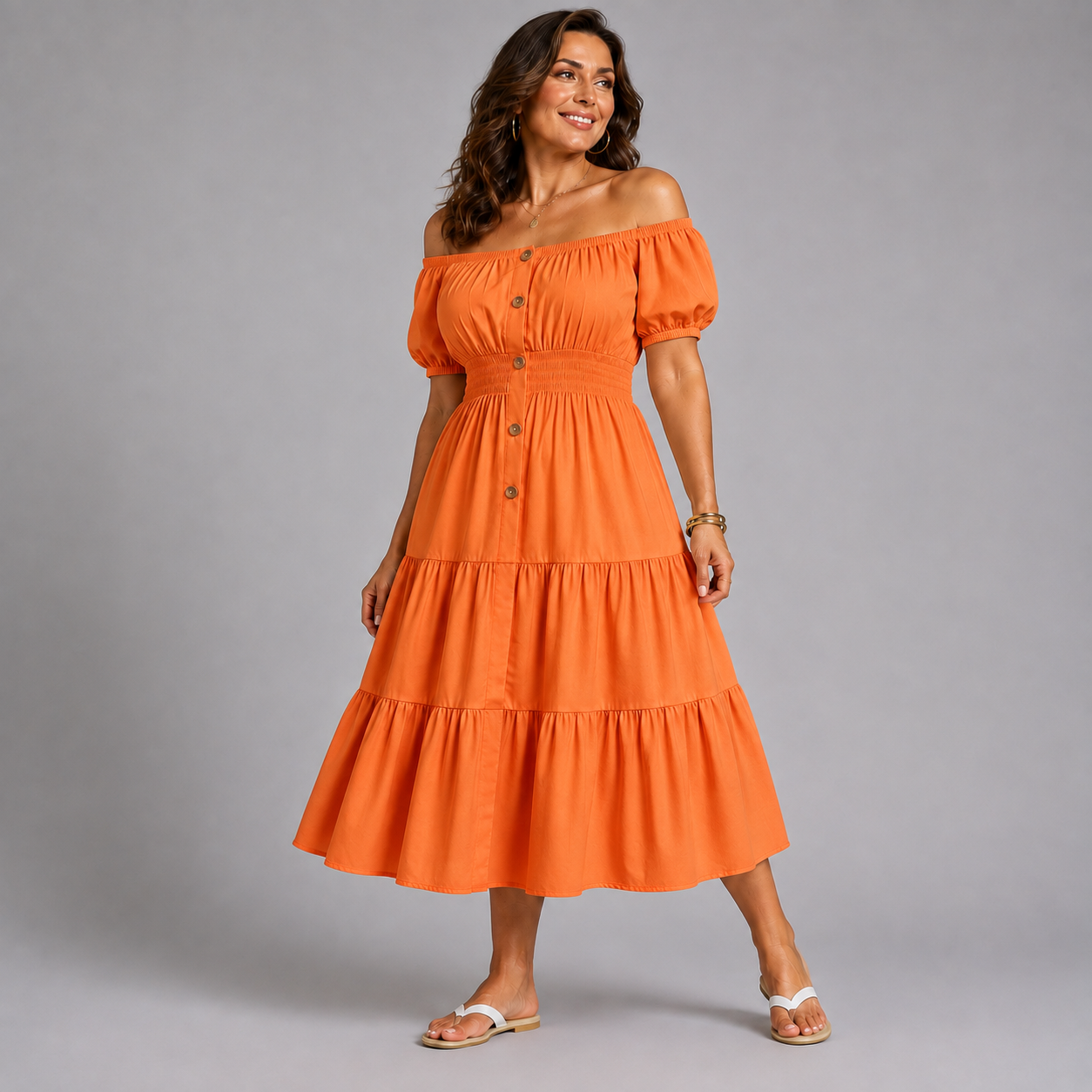 Off Shoulder Frilled / Layered Gypsy Dress