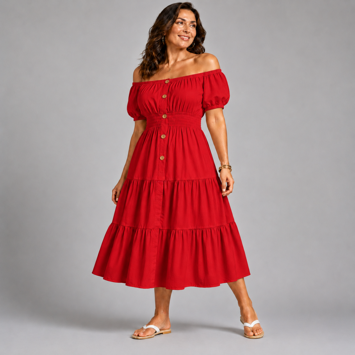 Off Shoulder Frilled / Layered Gypsy Dress
