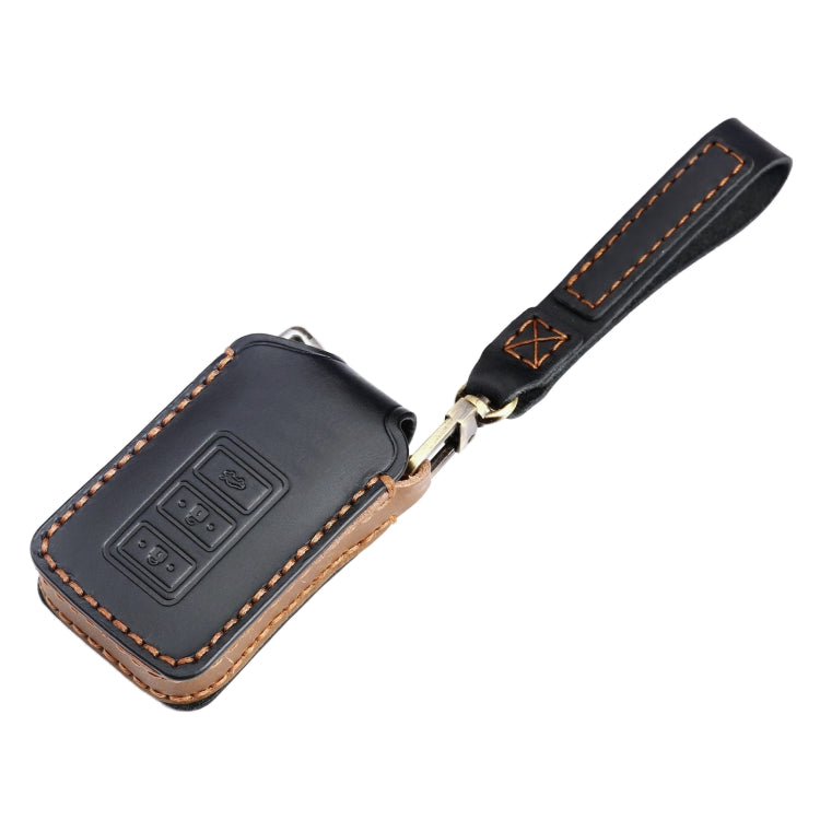 For Lexus 3-button Hallmo Car Cowhide Leather Key Protective Cover Key Case(Blue)