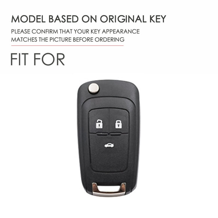 For Chevrolet Folding Hallmo Car Cowhide Leather Key Protective Cover Key Case(Black)