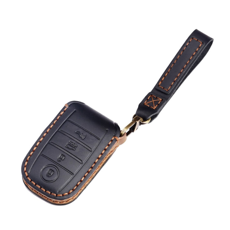 For Kia C133 4-button Hallmo Car Cowhide Leather Key Protective Cover Key Case(Blue)