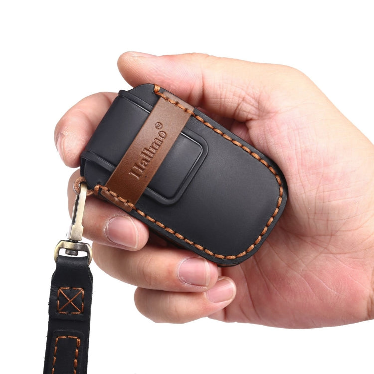 For Kia C133 4-button Hallmo Car Cowhide Leather Key Protective Cover Key Case(Brown)