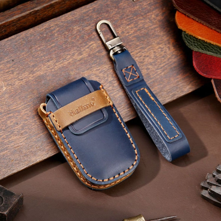 For Kia Sportage R / K5 / K4 / K2 / KX3 Hallmo A Style Car Cowhide Leather Key Protective Cover Key Case(Blue)