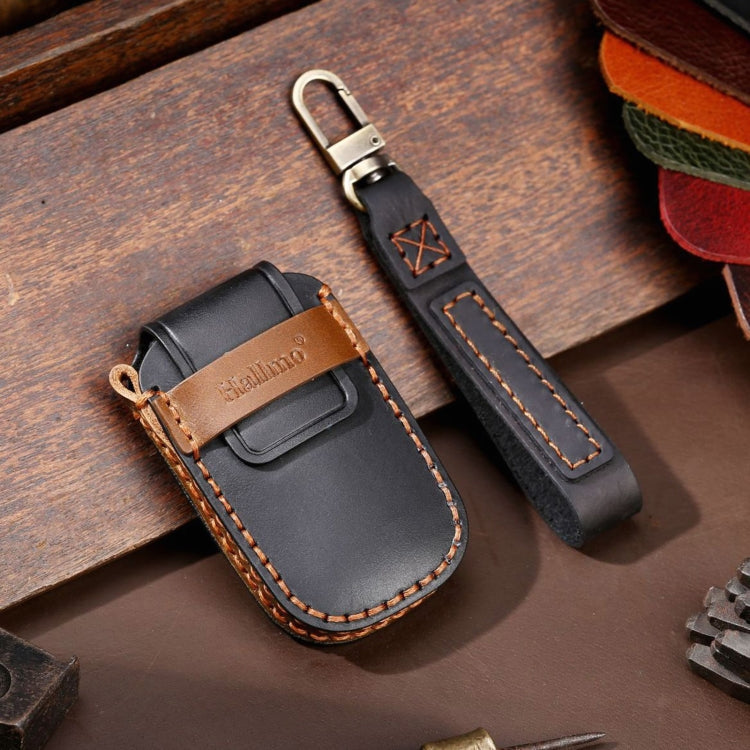 For Kia Sportage R / K5 / K4 / K2 / KX3 Hallmo B Style Car Cowhide Leather Key Protective Cover Key Case(Black)