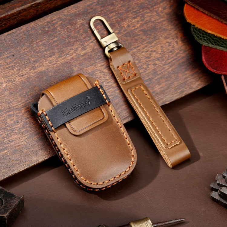 For Kia Sportage R / K5 / K4 / K2 / KX3 Hallmo B Style Car Cowhide Leather Key Protective Cover Key Case(Brown)