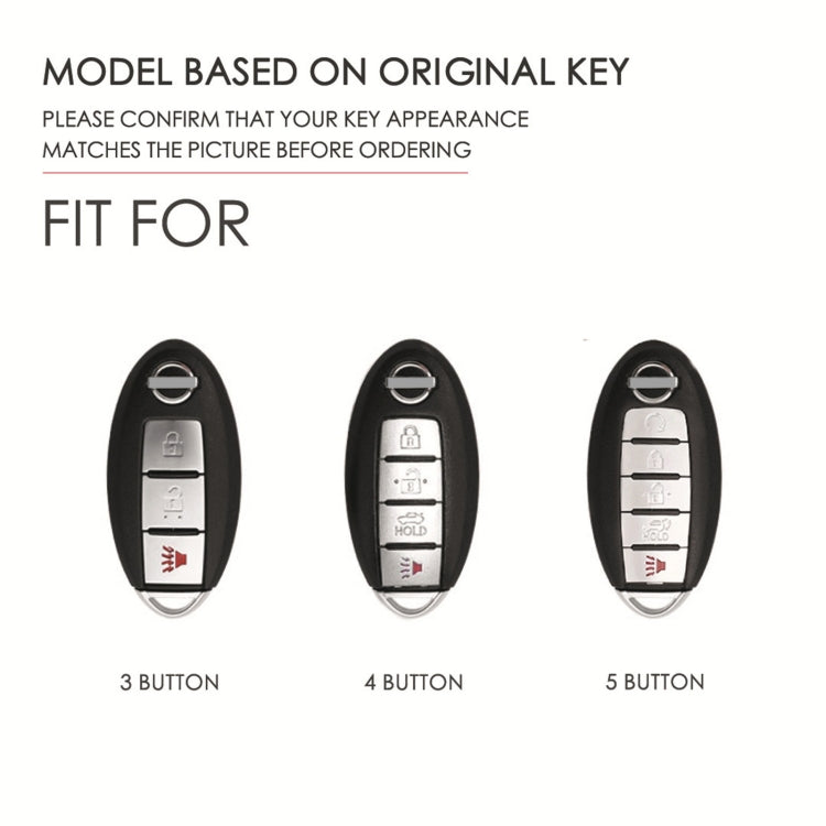 For Nissan 5-button Horn Hallmo Car Cowhide Leather Key Protective Cover Key Case(Brown)