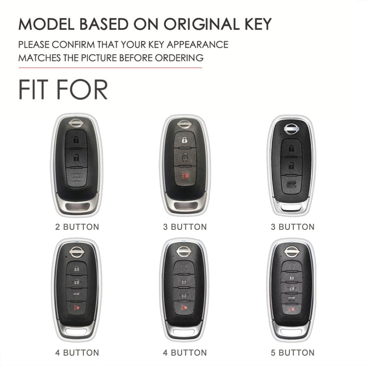 For Nissan Teana / Ariya 4-button Horn Hallmo Car Cowhide Leather Key Protective Cover Key Case(Black)