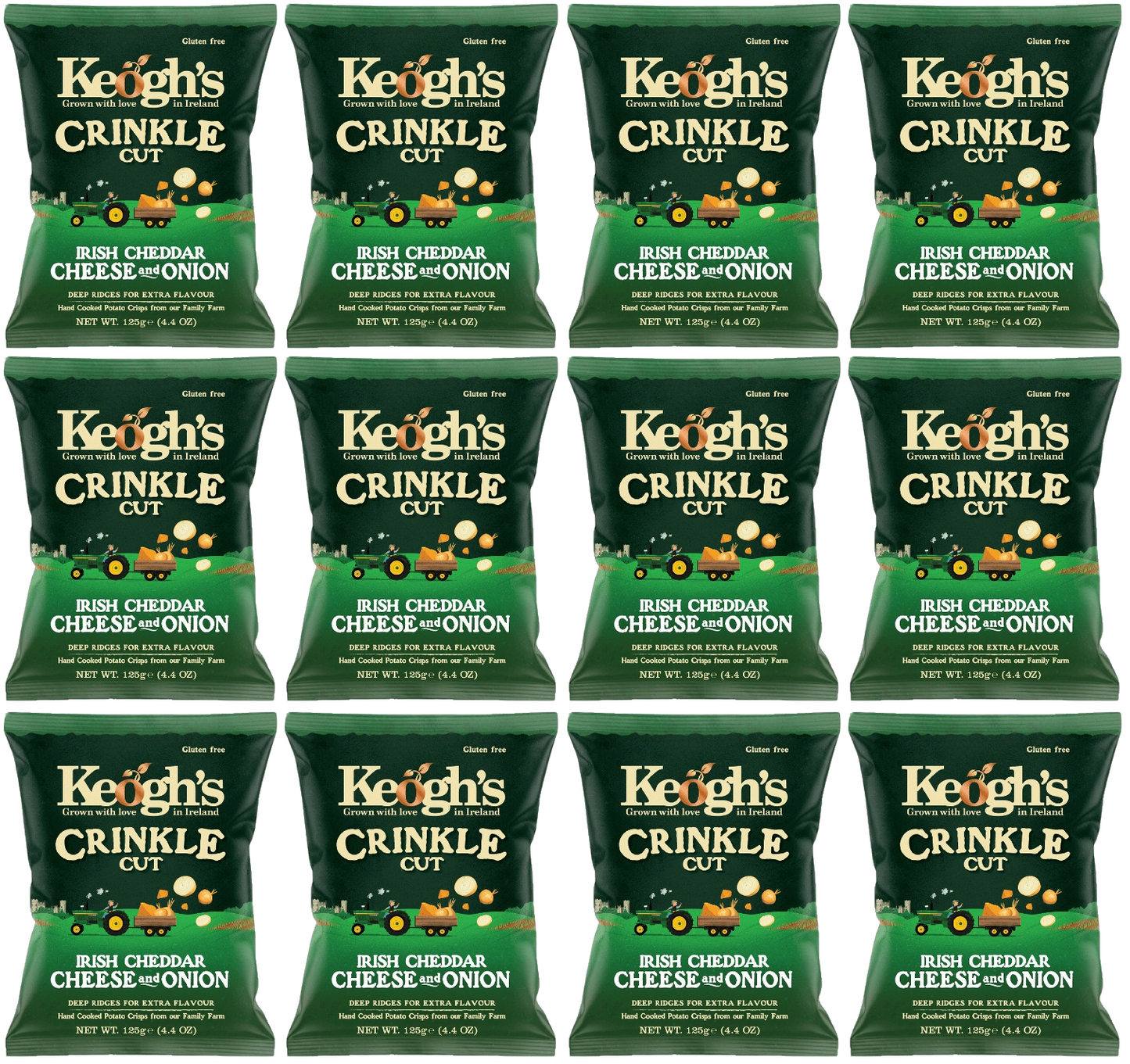 12 x Keogh's Crinkle Cut Cheddar Cheese And Red Onion 125G