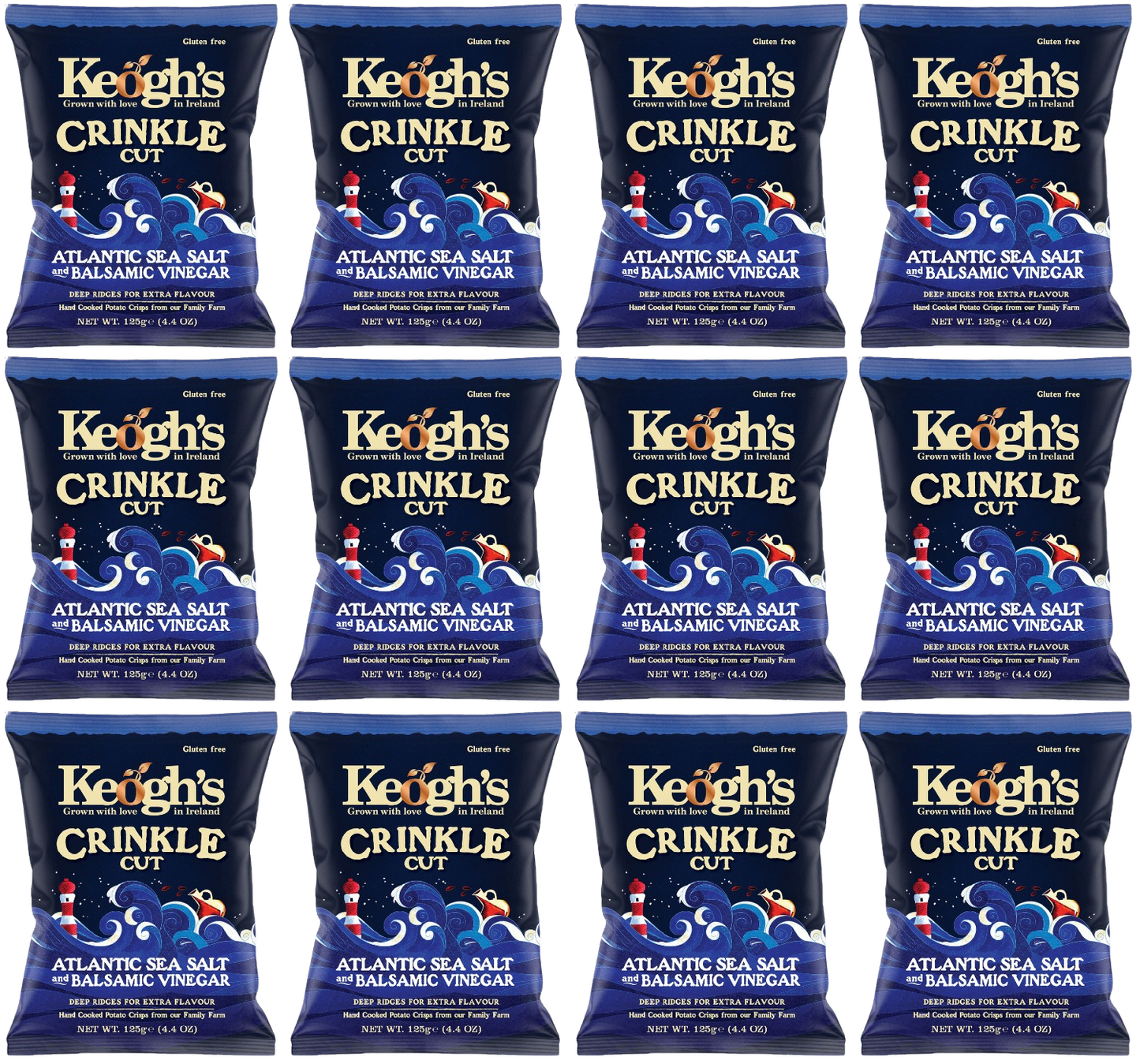 12 x Keogh's Crinkle Cut Atlantic Sea Salt & Balsamic Vinegar 125G