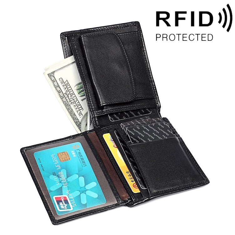 8020 Horizontal Retro Crazy Horse Texture Leather Anti-magnetic RFID Wallet Clutch Bag for Men, with Card Slots, 8020 Black, 8020 Coffee, 8020 Yellowish-brown