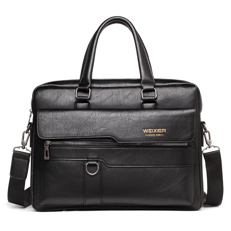WEIXIER 8619 Retro Style PU Leather Handbag Shoulder Bag Crossbody Bag for Men, Size: 38 x 30 x 11cm (Black)