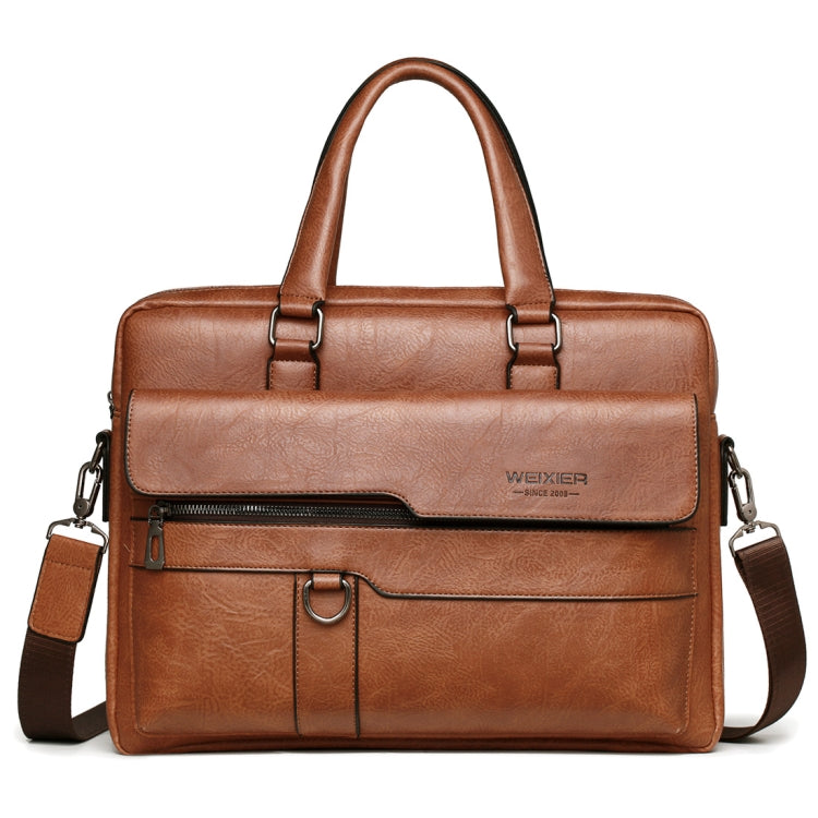 WEIXIER 8619 Retro Style PU Leather Handbag Shoulder Bag Crossbody Bag for Men, Size: 38 x 30 x 11cm (Light Brown)