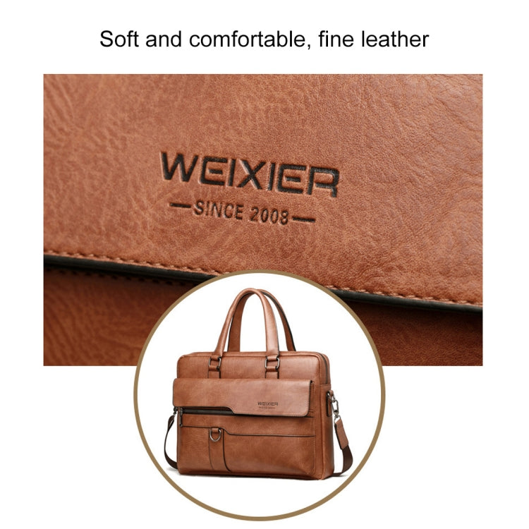 WEIXIER 8619 Retro Style PU Leather Handbag Shoulder Bag Crossbody Bag for Men, Size: 38 x 30 x 11cm (Light Brown)