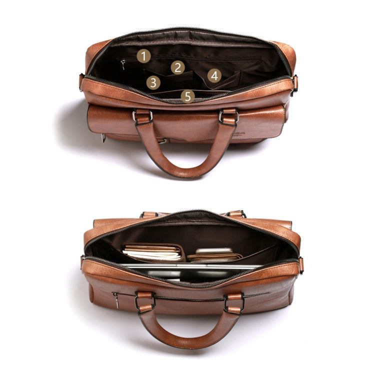 WEIXIER 8619 Retro Style PU Leather Handbag Shoulder Bag Crossbody Bag for Men, Size: 38 x 30 x 11cm (Light Brown)