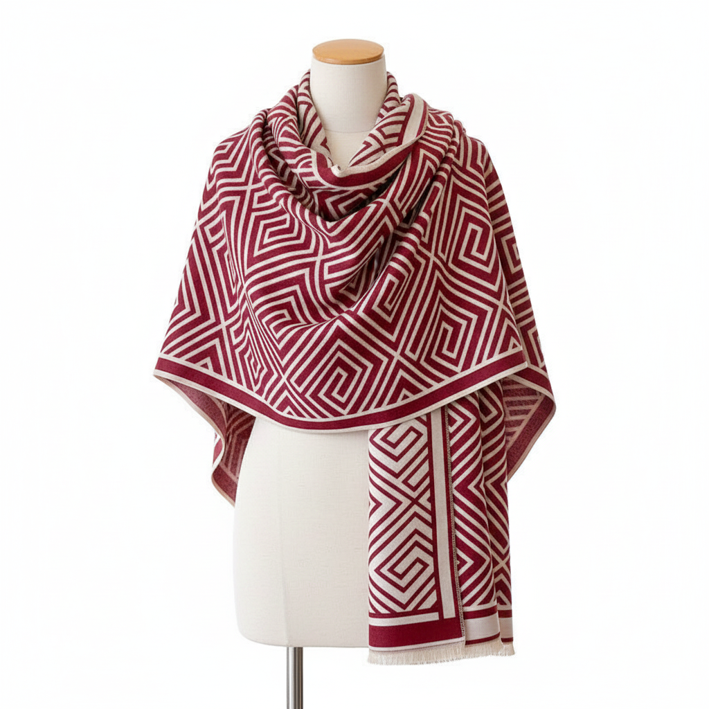 Luxury Plaid Wool Blanket Cloak | Thickened Warm Office Shawl - Neomodest
