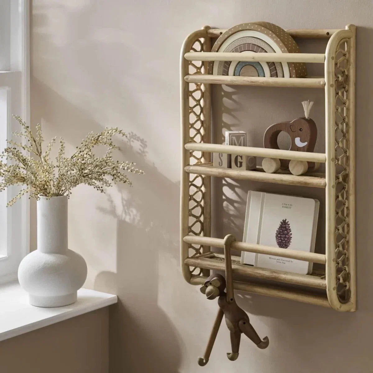 CuddleCo Aria Wave Bookshelf - Rattan