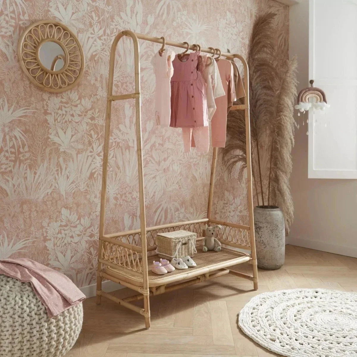 CuddleCo Aria Children's Clothes Rail - Rattan