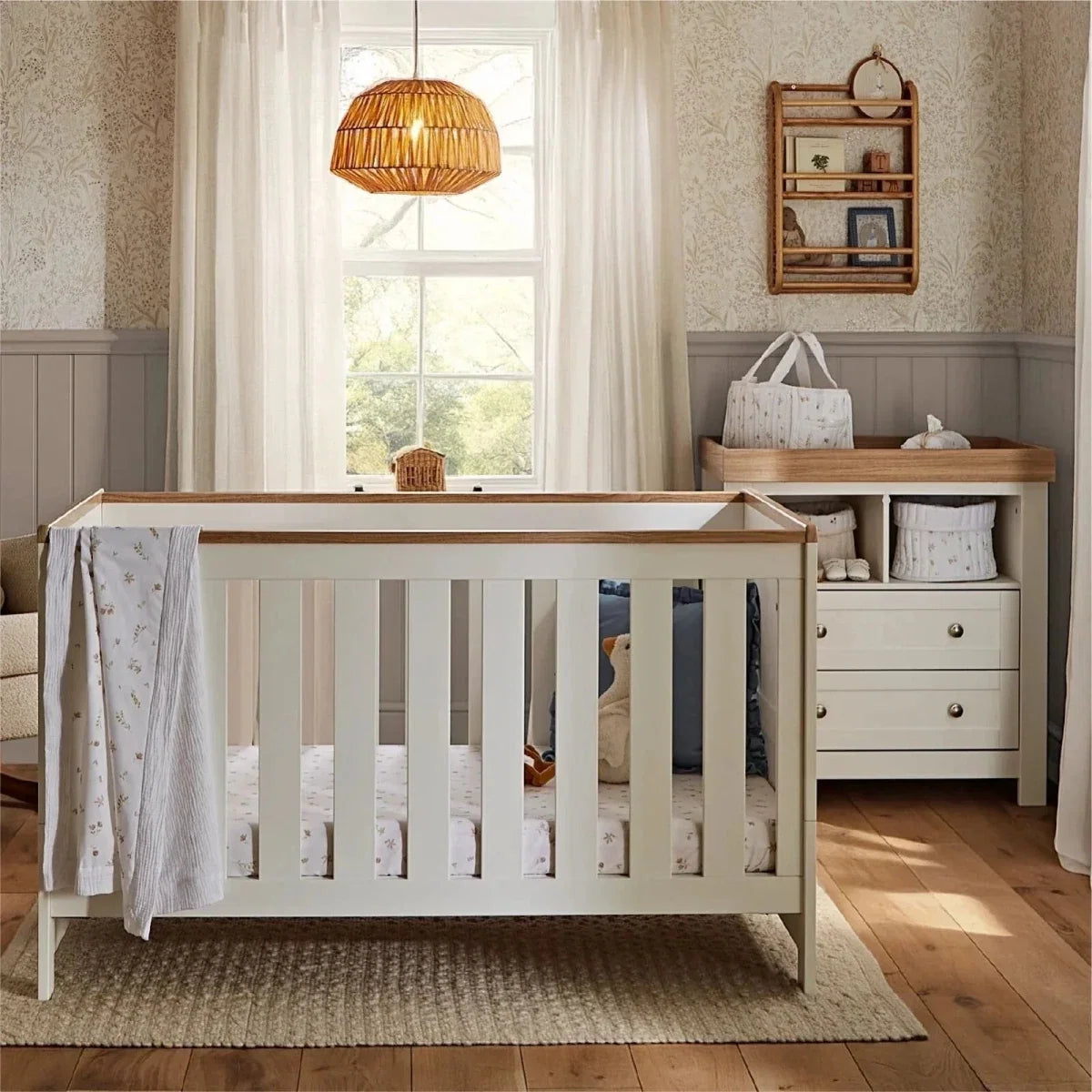 CuddleCo Burford 2 Piece Nursery Furniture Set - White/Oak