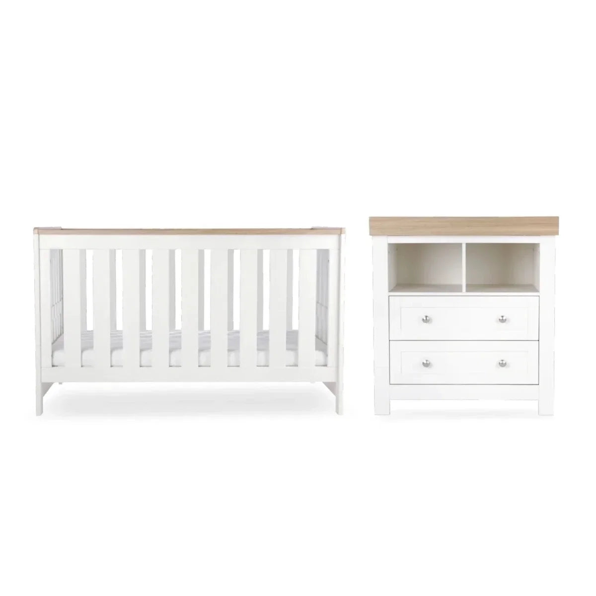 CuddleCo Burford 2 Piece Nursery Furniture Set - White/Oak