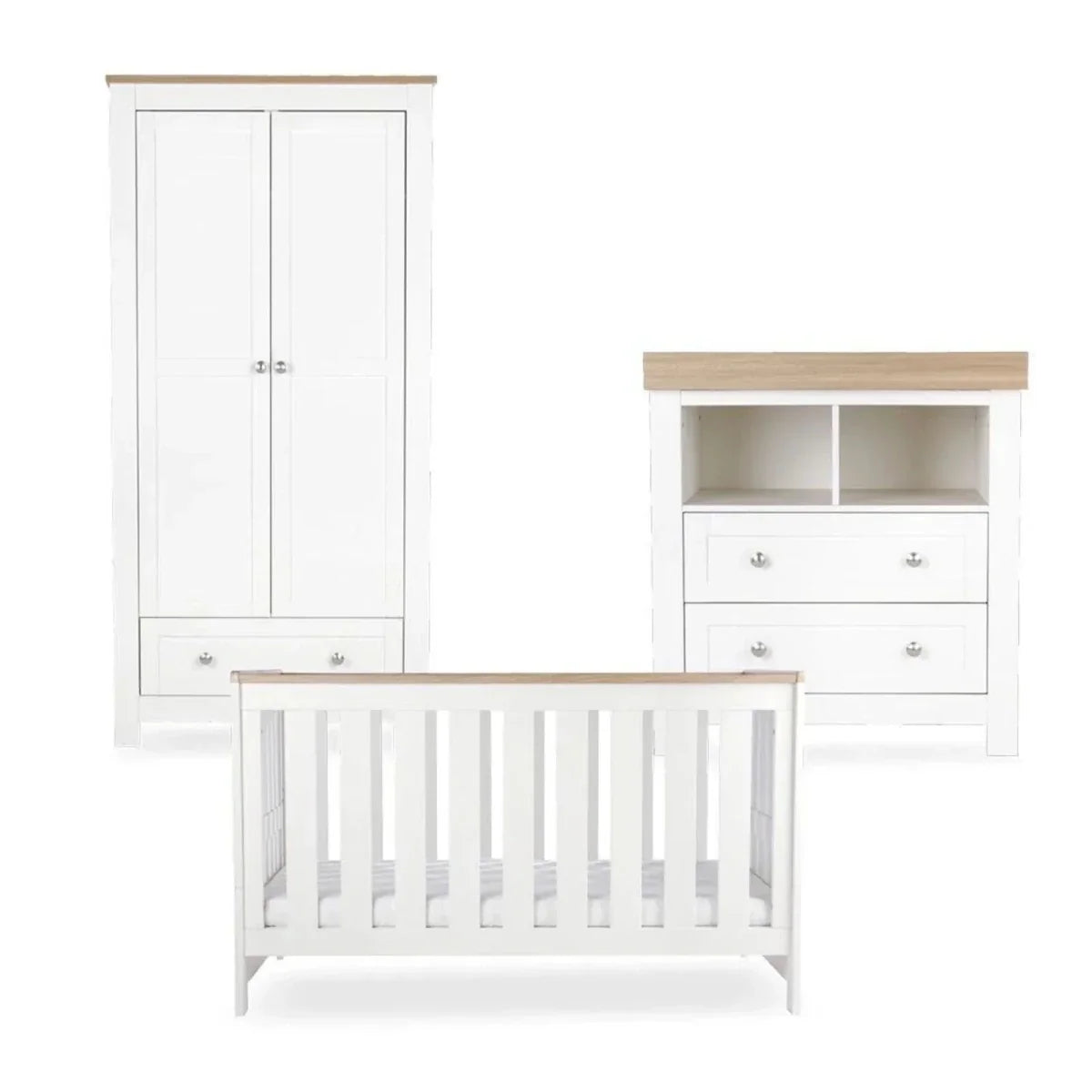 CuddleCo Burford 3 Piece Nursery Furniture Set - White/Oak