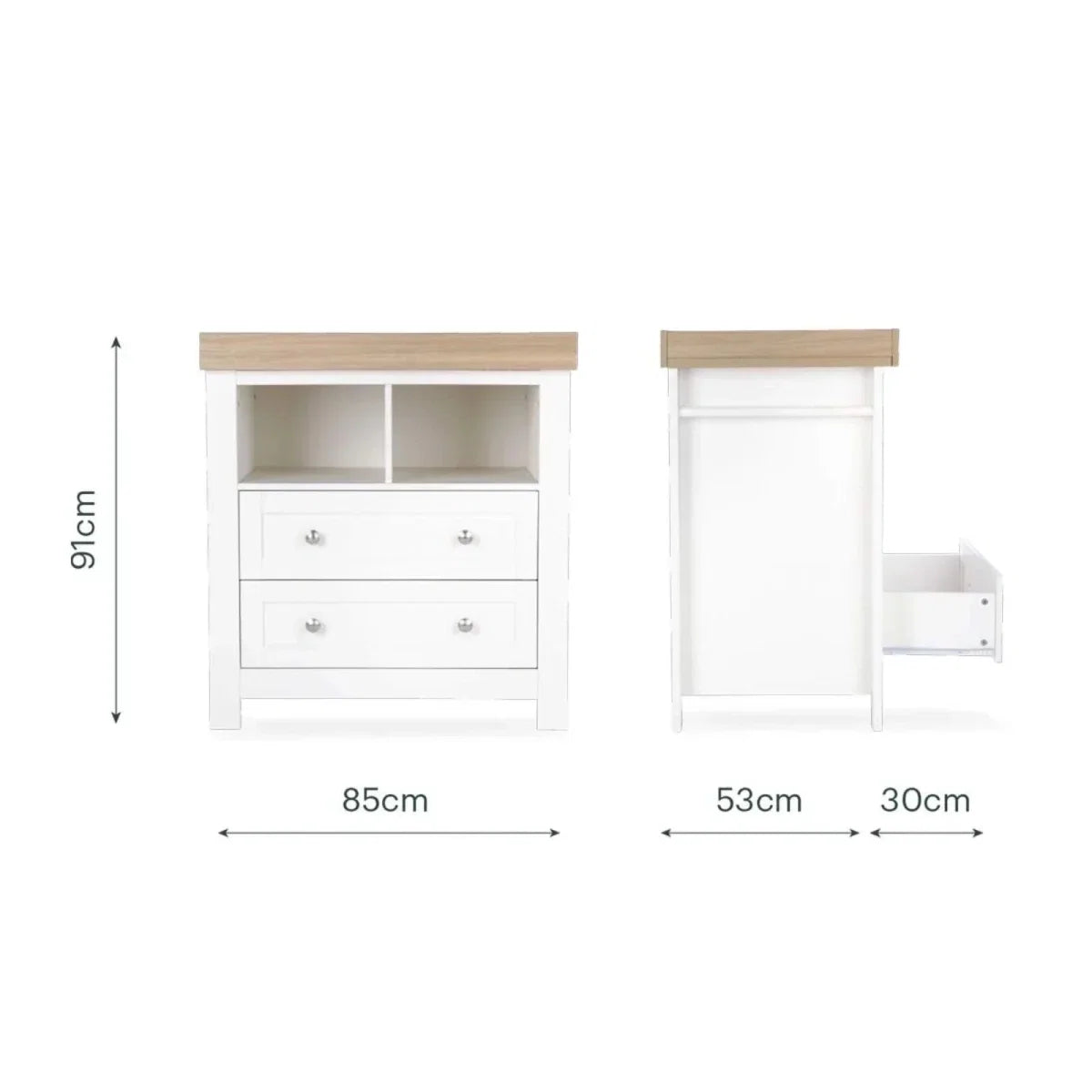 CuddleCo Burford 3 Piece Nursery Furniture Set - White/Oak