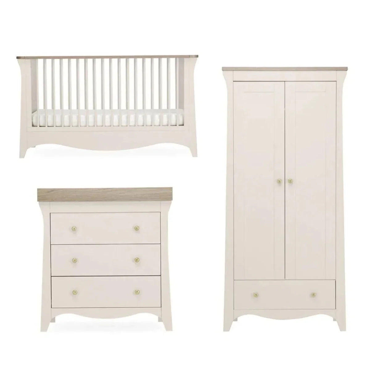 CuddleCo Clara 3 Piece Nursery Furniture Set - Cashmere & Ash