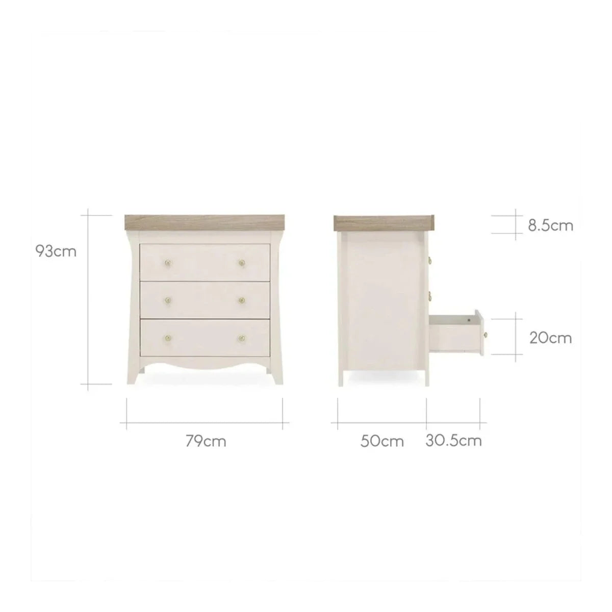 CuddleCo Clara 2 Piece Nursery Furniture Set - Cashmere & Ash