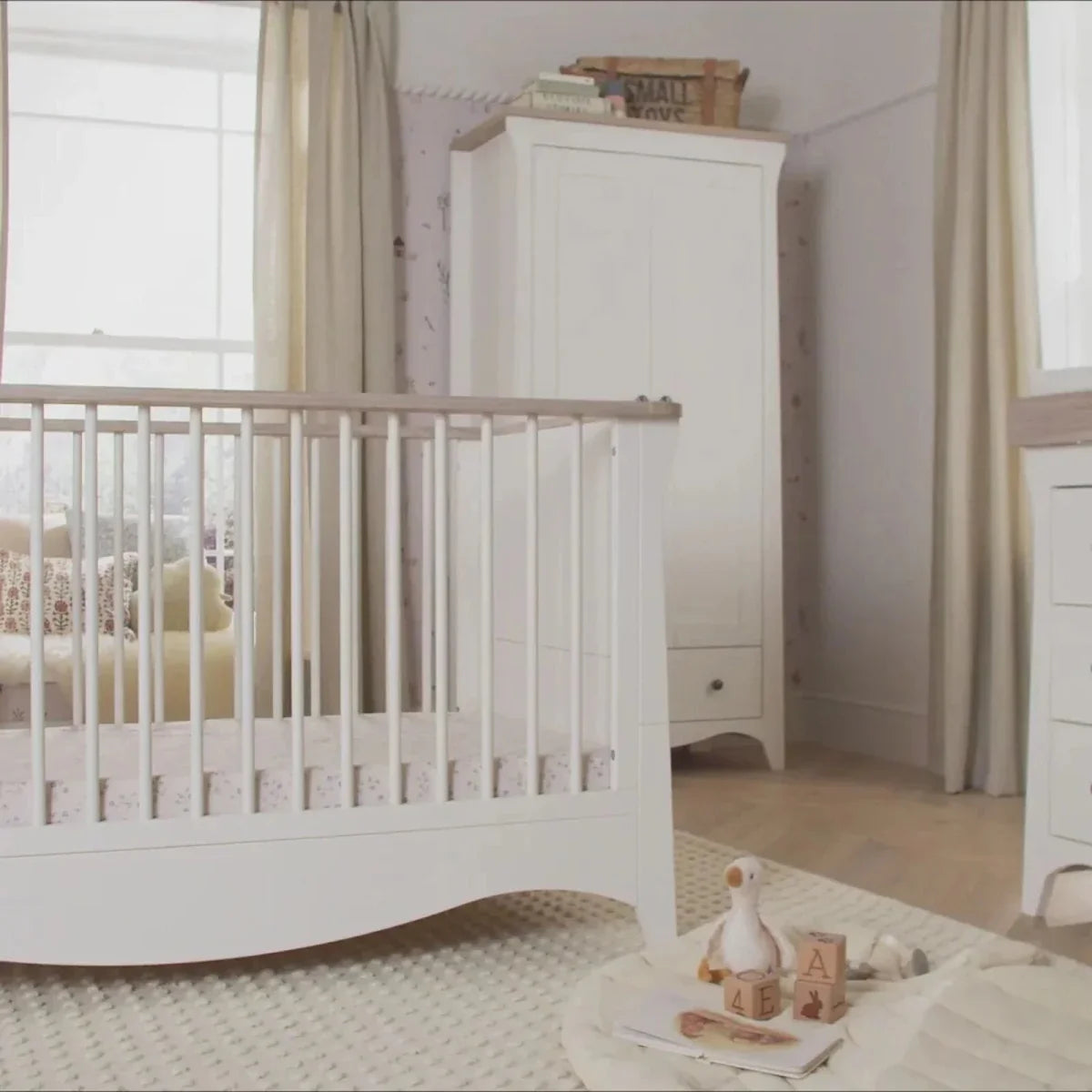 CuddleCo Clara 3 Piece Nursery Furniture Set - White & Ash