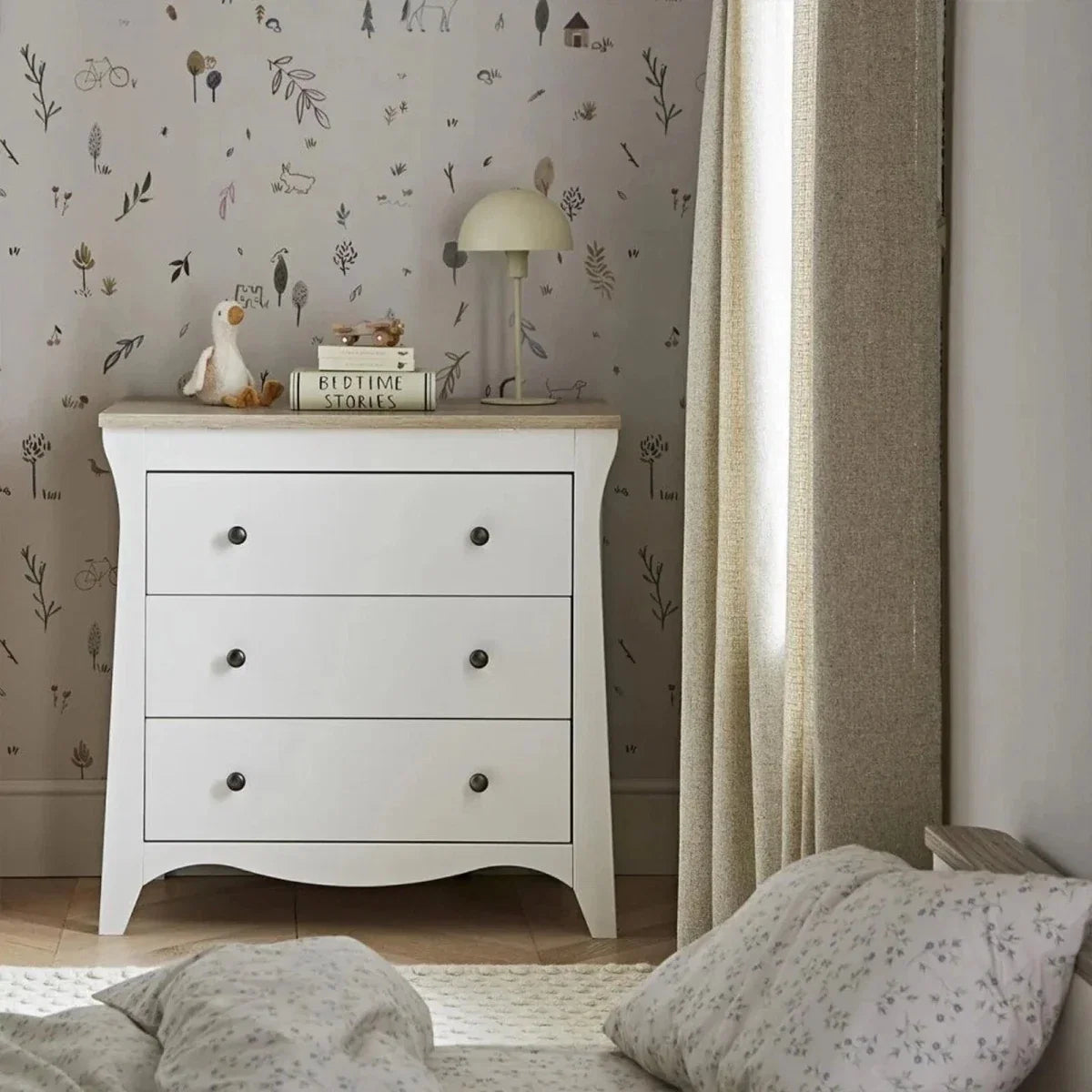 CuddleCo Clara 3 Piece Nursery Furniture Set - White & Ash