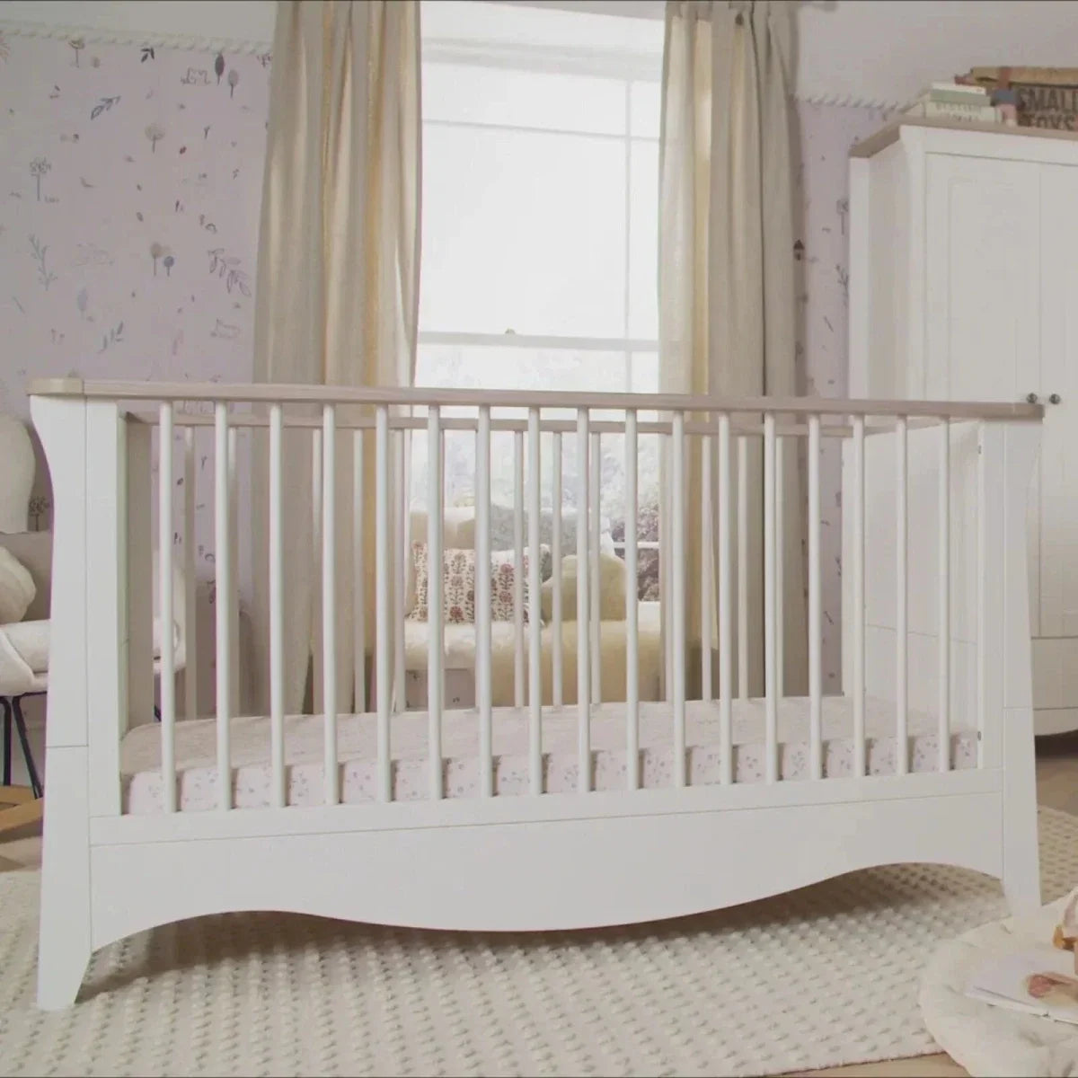 CuddleCo Clara Cot Bed - White & Ash