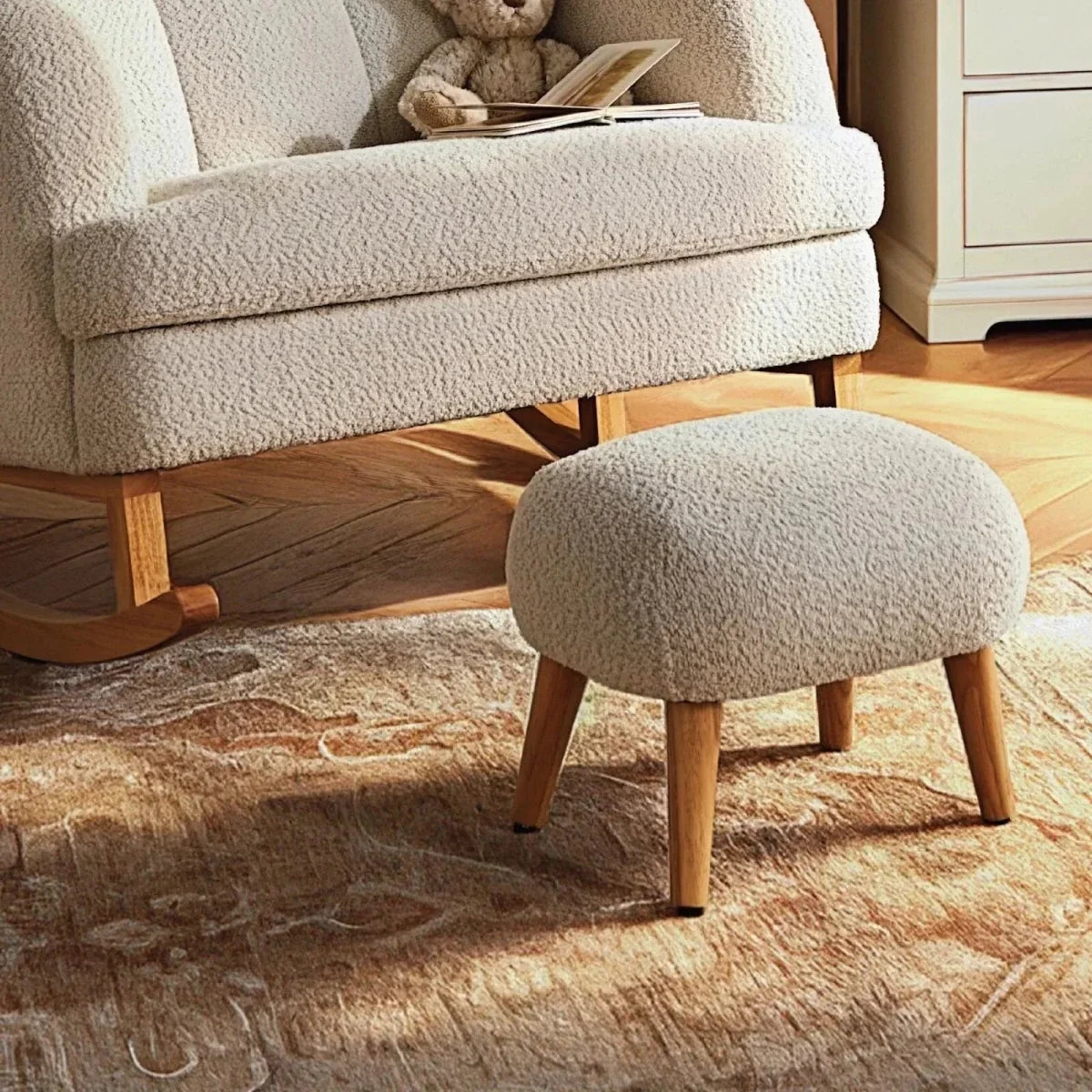 CuddleCo Etta Cuddle Nursing Chair & Foot Stool - Boucle Mushroom