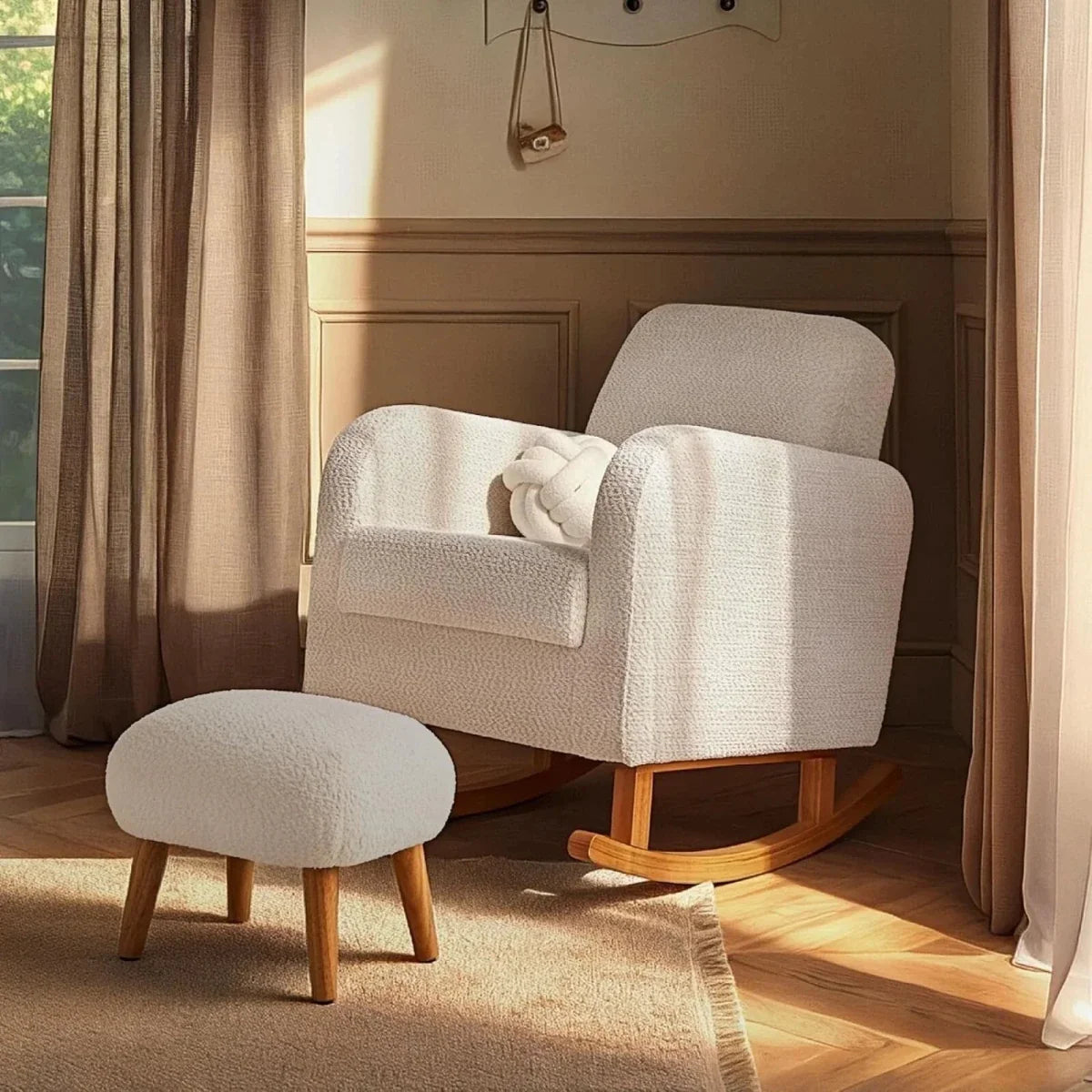 CuddleCo Etta Nursing Chair & Foot Stool - Boucle Mushroom