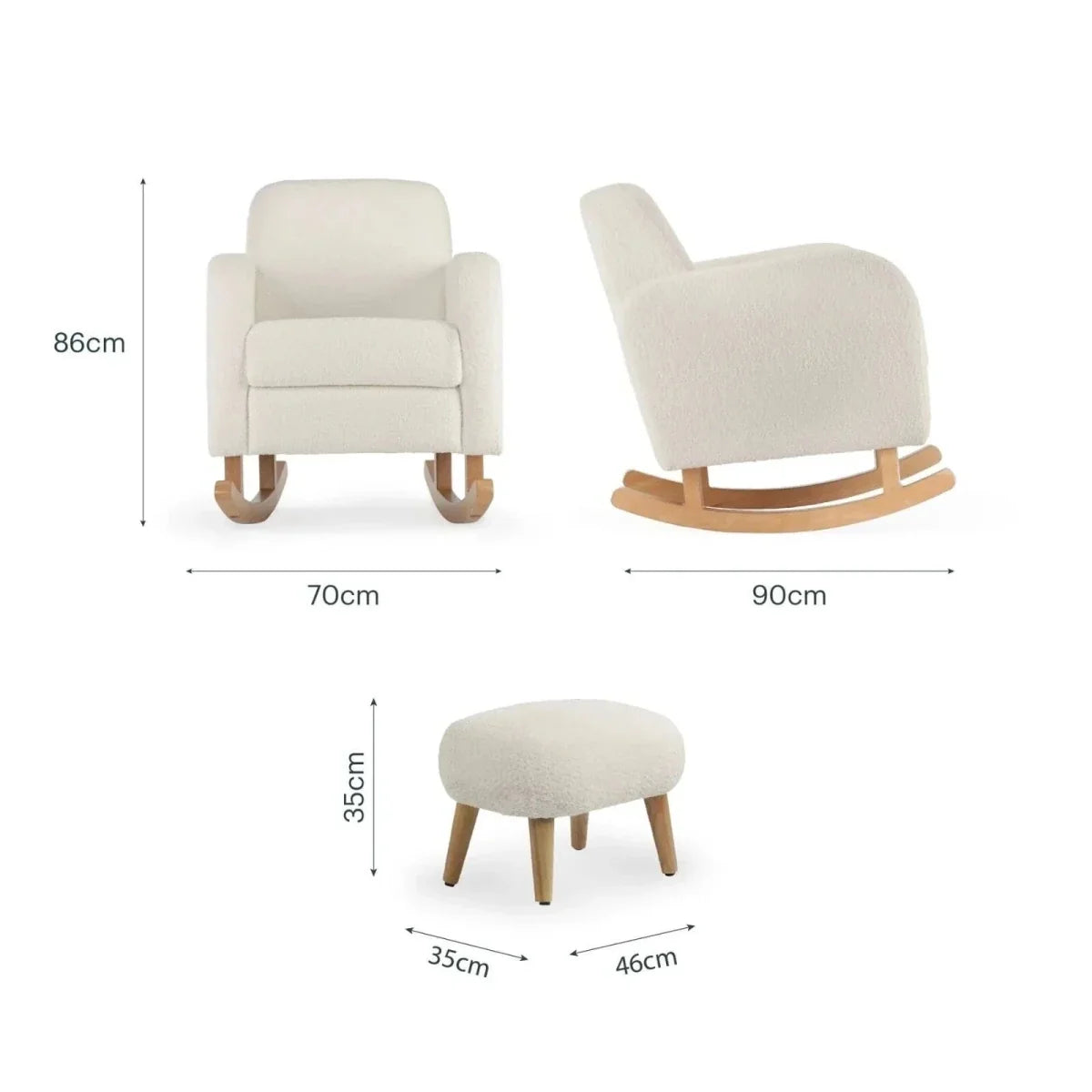 CuddleCo Etta Nursing Chair & Foot Stool - Boucle Off-White