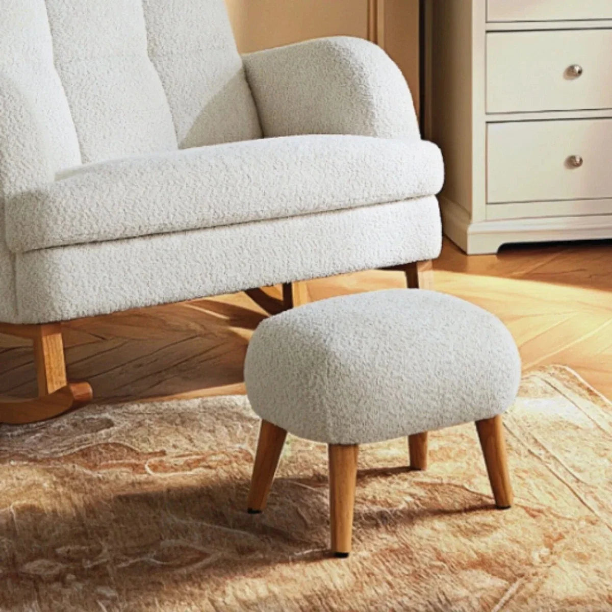 CuddleCo Etta Foot Stool - Boucle Off-White