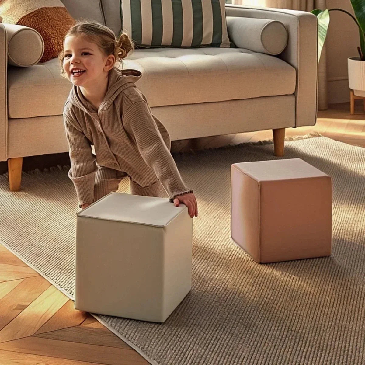 CuddleCo Soft Play Cubes 2 Piece - Tuscany/Pebble