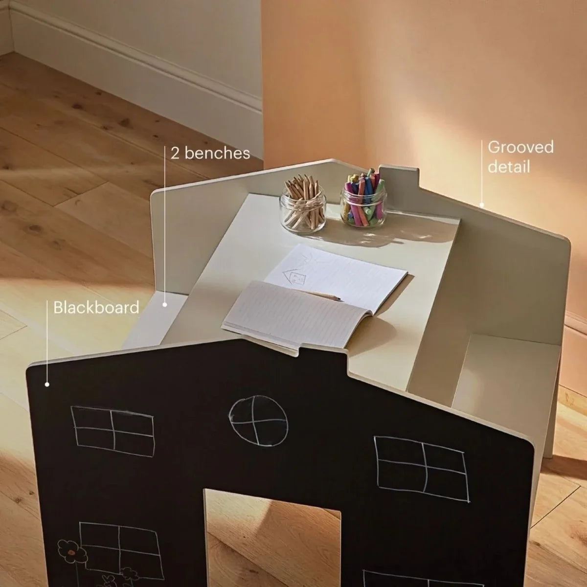 CuddleCo Play House Desk for 2 - Pebble